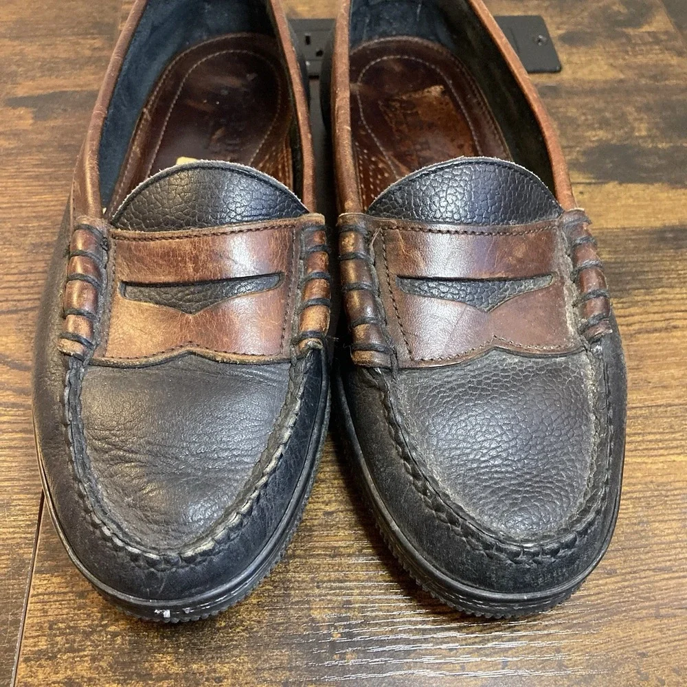 Cole Haan Men's 8 Penny Loafer Two Tone Leather Slip-On Moc Toe Vtg‎ Made in USA